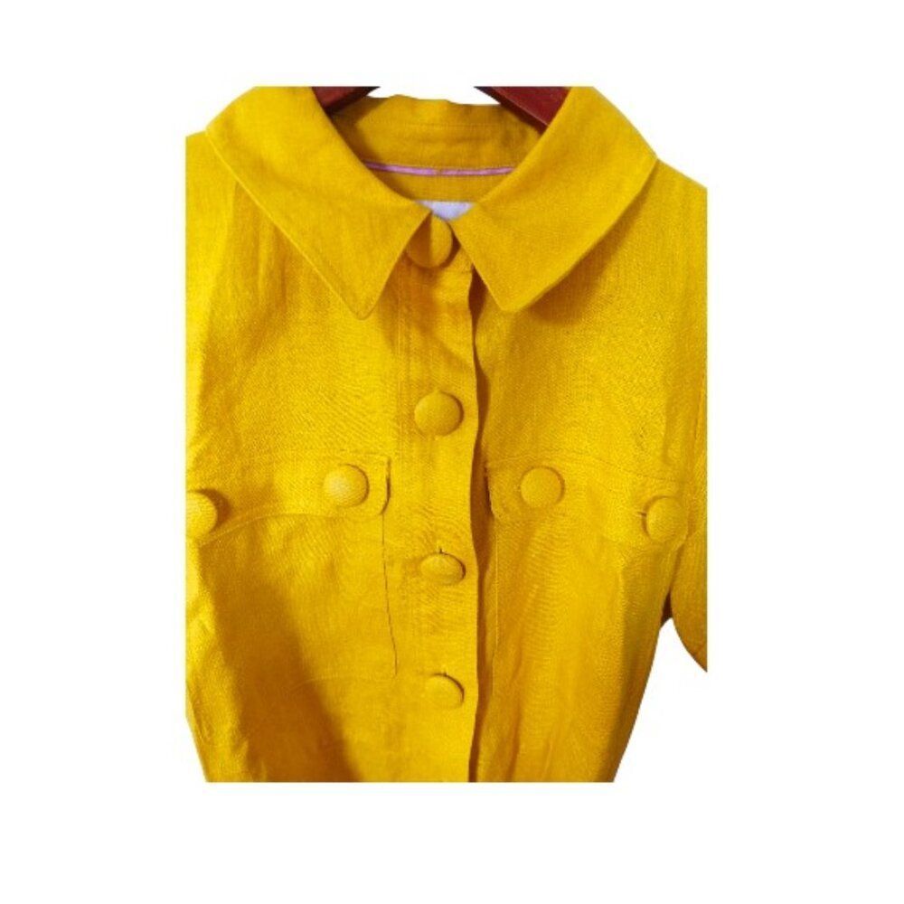 NWOT Boden Carrie Linen Women's Shirt Dress Daffodil Size 6P  Yellow with Belted - Picture 4 of 9